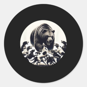 Hunting Bear Retro Dog Bear Hound Hunting  Classic Round Sticker