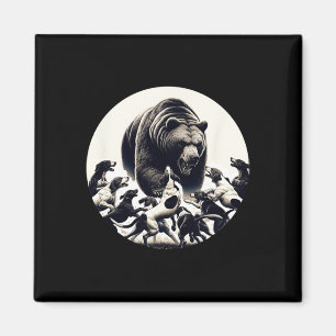 Hunting Bear Retro Dog Bear Hound Hunting Magnet