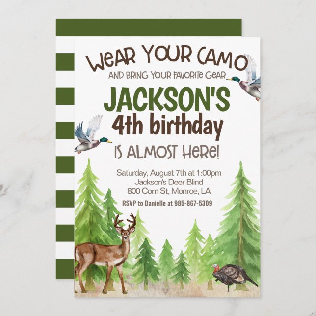 Hunting Birthday Invitation ANY AGE (Front/Back)