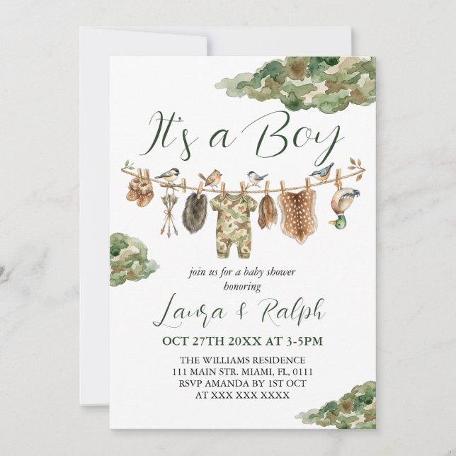 Hunting Boy Baby Shower  Invitation (Front)