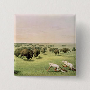 Hunting Buffalo Camouflaged 15 Cm Square Badge
