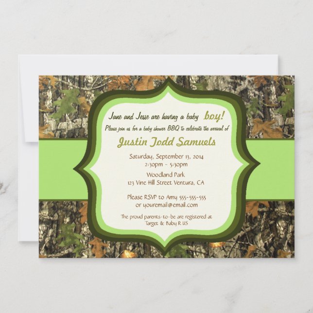 Hunting Camo Baby Boy Shower Invitation (Front)