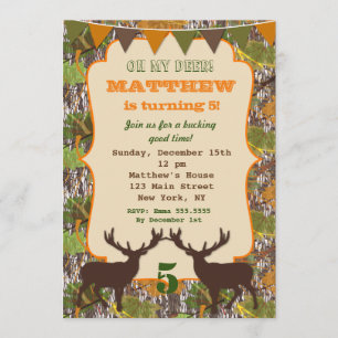 Hunting Camo Birthday Party Invitations