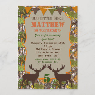 Hunting Camo Birthday Party Invitations