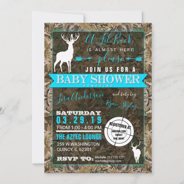 Hunting Camo Boy Baby Shower Buck Invitation (Front)