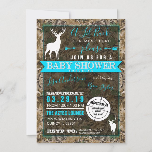 Hunting Camo Boy Baby Shower Buck Invitation (Front)
