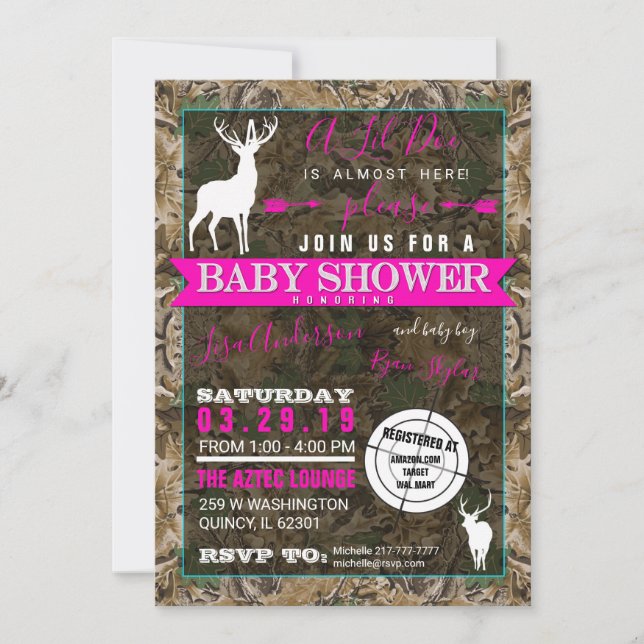 Hunting Camo Girl Baby Shower Doe Invitation (Front)