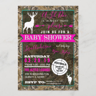 Hunting Camo Girl Baby Shower Doe Invitation