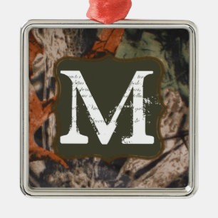 Hunting Camo Hunters Cam Monogram Initial Ornament