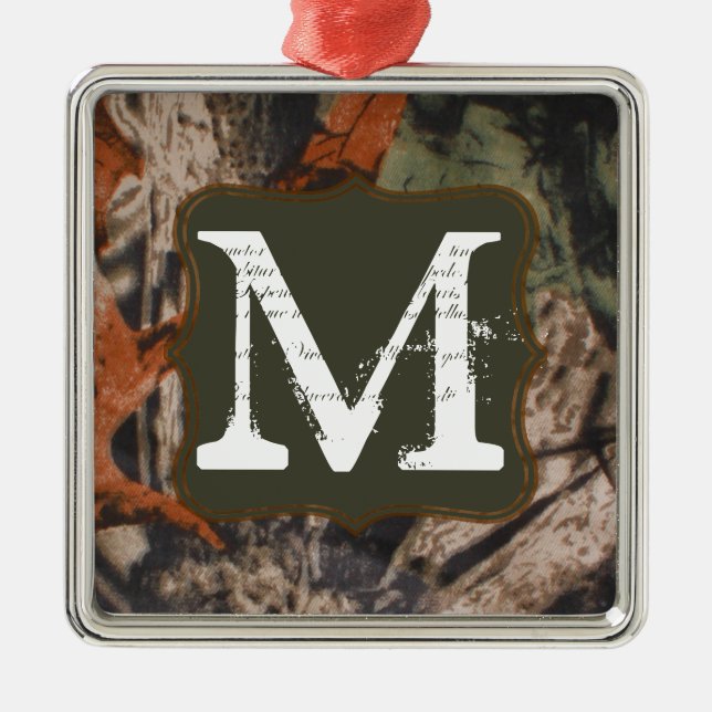 Hunting Camo Hunters Cam Monogram Initial Ornament (Front)
