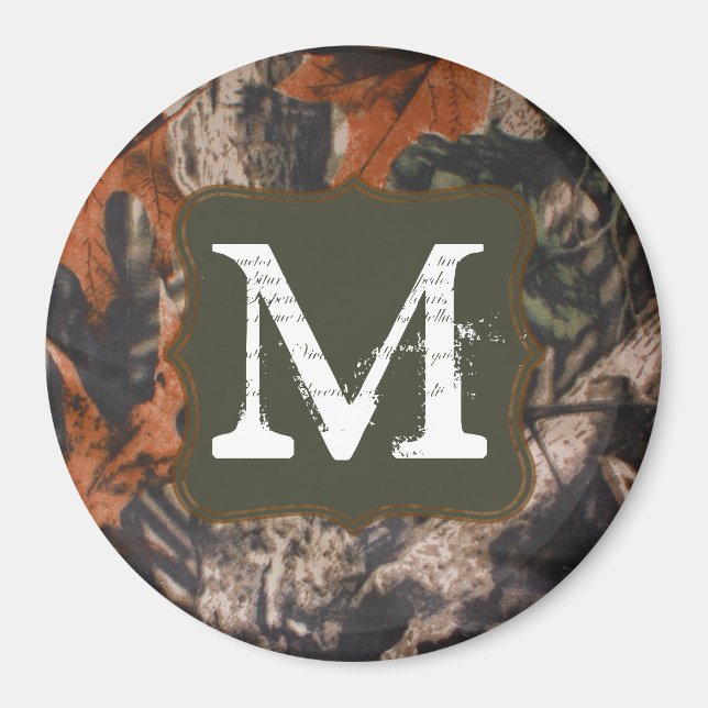 Hunting Camo Hunters Camou Monogram Initial Magnet (Front)