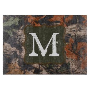 Hunting Camo Hunters Monogram Glass Cutting Board