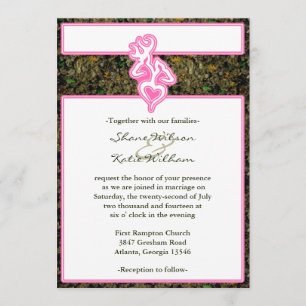 Hunting Camo Pink Custom Outline Colour Invitation