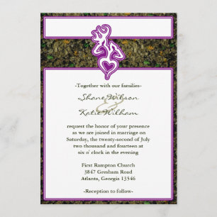 Hunting Camo Purple Custom Outline Colour Invite