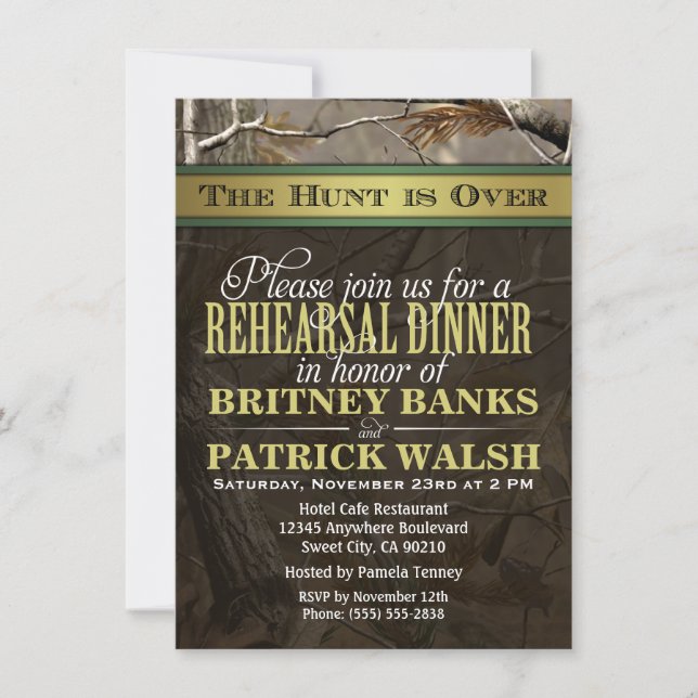 Hunting Camo Wedding Rehearsal Dinner Invitations (Front)