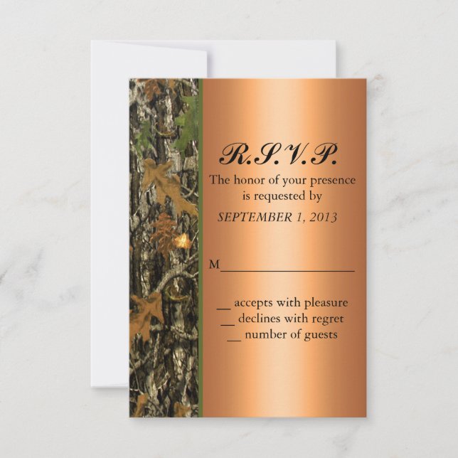 Hunting Camo Wedding RSVP Invite (Front)