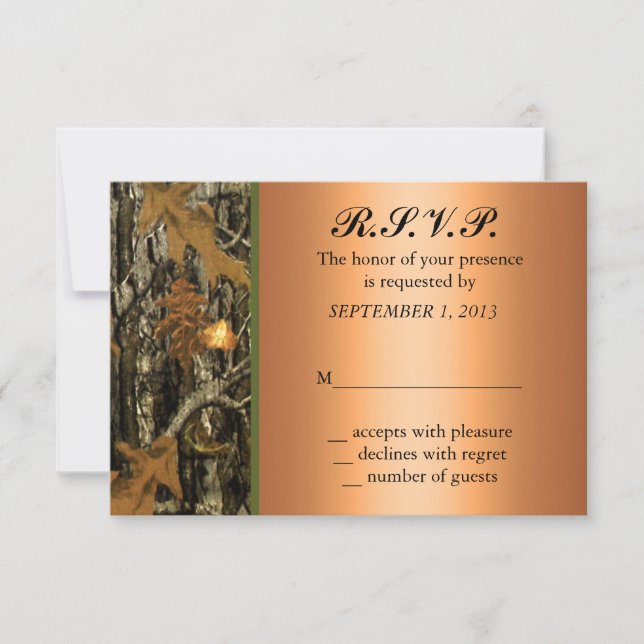 Hunting Camo Wedding RSVP Invite (Front)