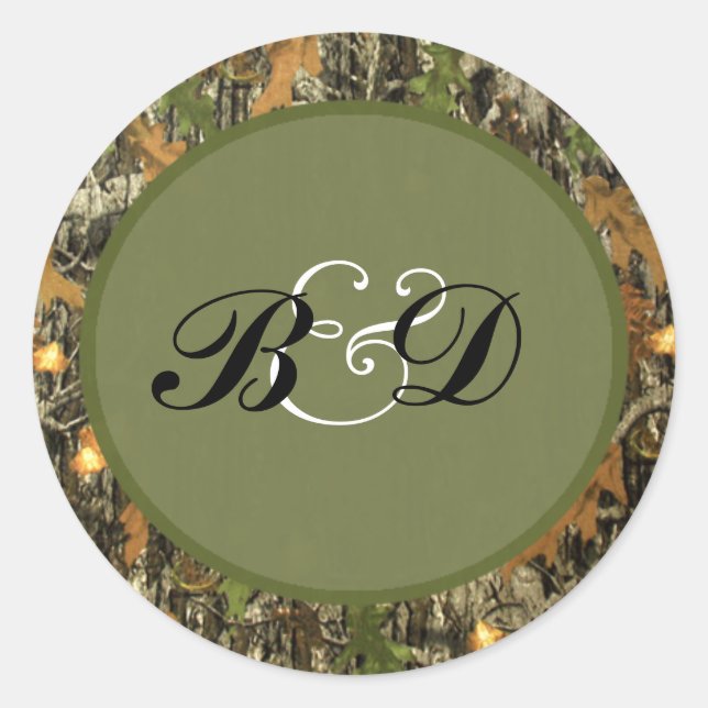 Hunting Camo Wedding Stickers (Front)