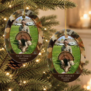 Hunting Camouflage One Photo Personalised Ceramic Ornament