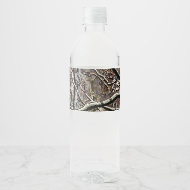 Hunting Camouflage Pattern 8 Water Bottle Label (Front)