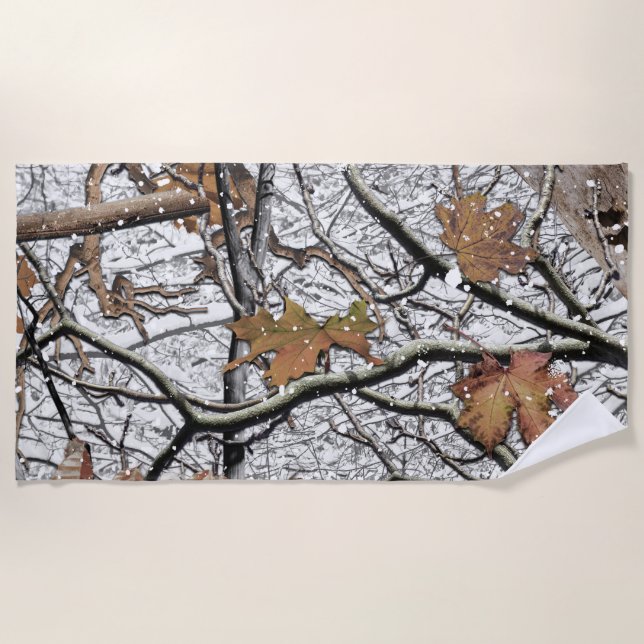 Hunting Camouflage Snow Pattern 2 Beach Towel (Front)