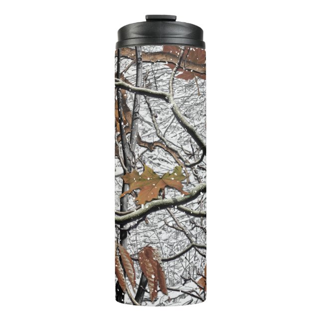 Hunting Camouflage Snow Pattern 2 Thermal Tumbler (Front)