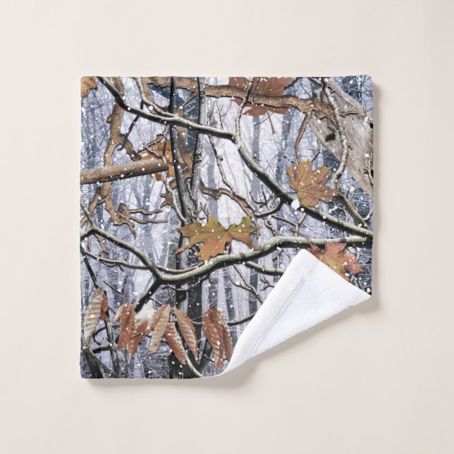 Hunting Camouflage Snow Pattern 3 Wash Cloth (Wash Cloth)