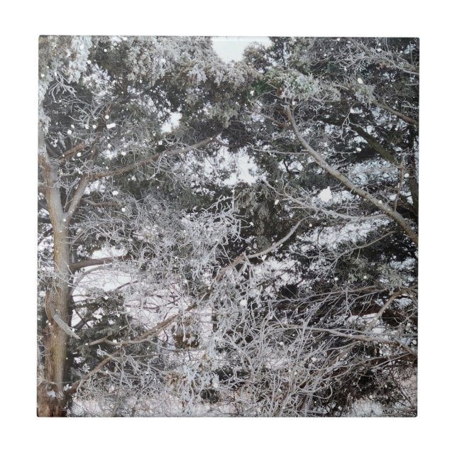 Hunting Camouflage Snow Pattern 4 Ceramic Tile (Front)