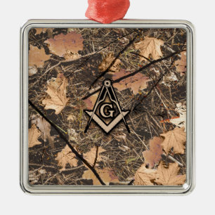 Hunting Camouflage Square Compass Metal Ornament