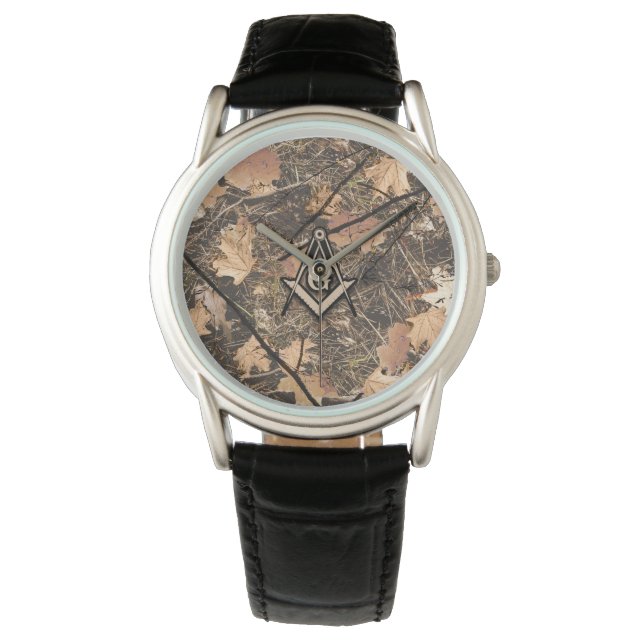Hunting Camouflage Square Compass Watch (Front)