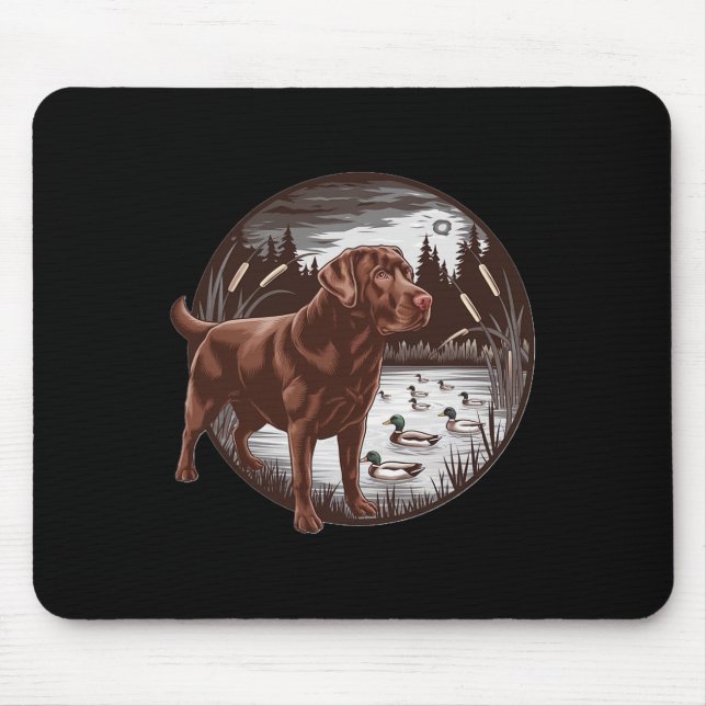 Hunting Chocolate Labrador  Mouse Pad (Front)