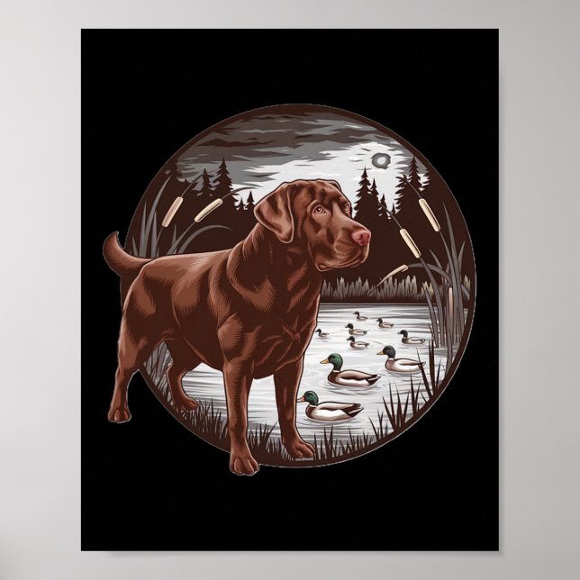 Hunting Chocolate Labrador  Poster (Front)