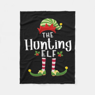 Hunting Christmas Elf Matching Pajama X-mas Party Fleece Blanket