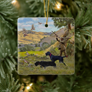 Hunting Chukar partridge Ceramic Ornament