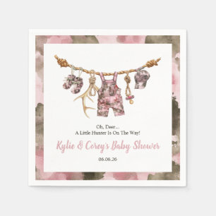 Hunting Clothesline Pink Camo Girl Baby Shower Napkin