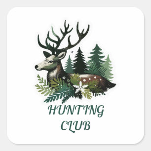 HUNTING CLUB Christmas Square Sticker