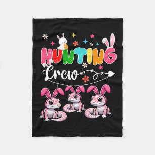 Hunting Crew Three Easter Bunny Geckos Hunting Egg Fleece Blanket