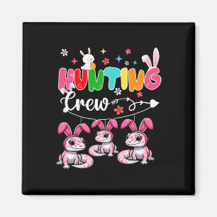 Hunting Crew Three Easter Bunny Geckos Hunting Egg Magnet
