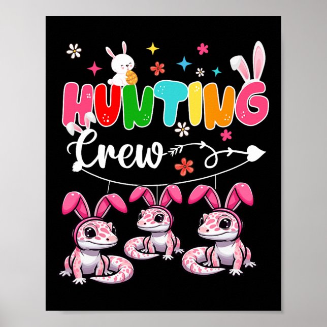 Hunting Crew Three Easter Bunny Geckos Hunting Egg Poster (Front)