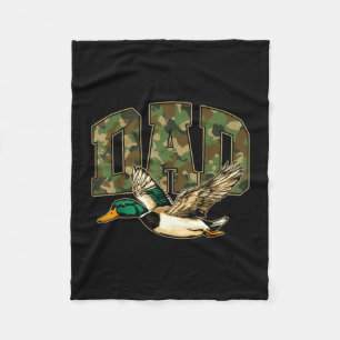 Hunting dad hunting mallard duck camo father's day fleece blanket