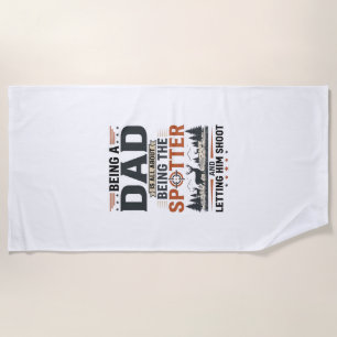 Hunting Dad Spotter Vintage Engraving Shirt Design Beach Towel