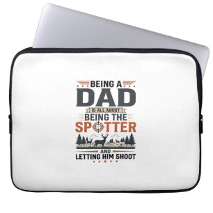 Hunting Dad Spotter Vintage Engraving Shirt Design Laptop Sleeve