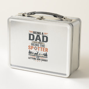Hunting Dad Spotter Vintage Engraving Shirt Design Metal Lunch Box