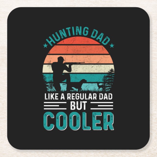 Hunting Dad Square Paper Coaster (Front)