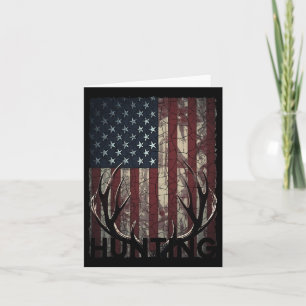 Hunting Deer American Flag Wild Outdoor Hunter Card