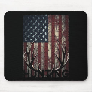 Hunting Deer American Flag Wild Outdoor Hunter Mouse Pad