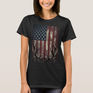 Hunting Deer American Flag Wild Outdoor Hunter  T-Shirt