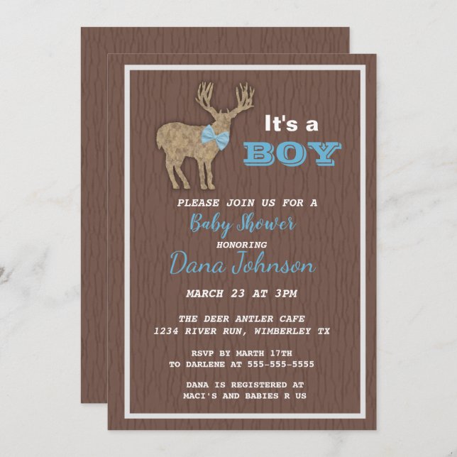 Hunting Deer Boy Baby Shower Invitation (Front/Back)