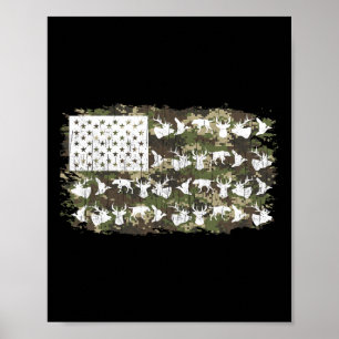 Hunting Deer Hunters Camo American Flag Usa Funny Poster