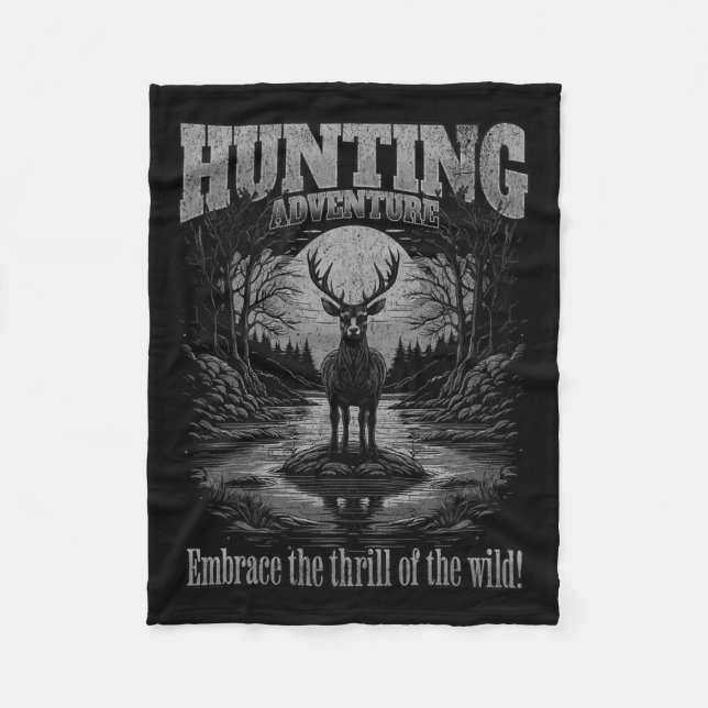 Hunting Deer Hunting Hunt Hunter  Fleece Blanket (Front)